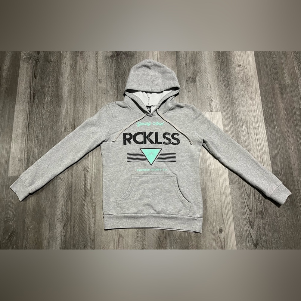 Young & Reckless RCKL⭐️SS Men’s Grey Hoodie - Sz Adult Small - Gray/Black/Mint